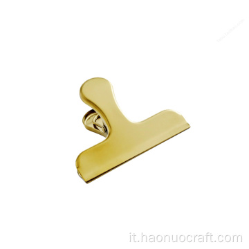 cartella in metallo con impugnatura a clip di chiusura a coda con manico dorato